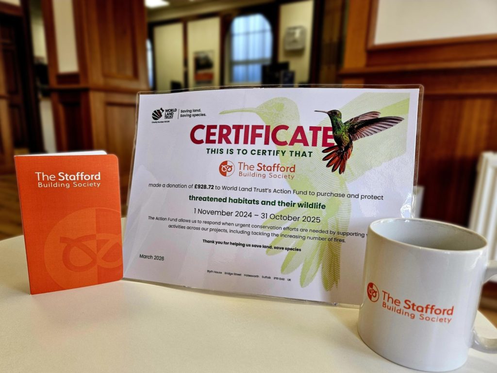 World Land Trust donation and certificate